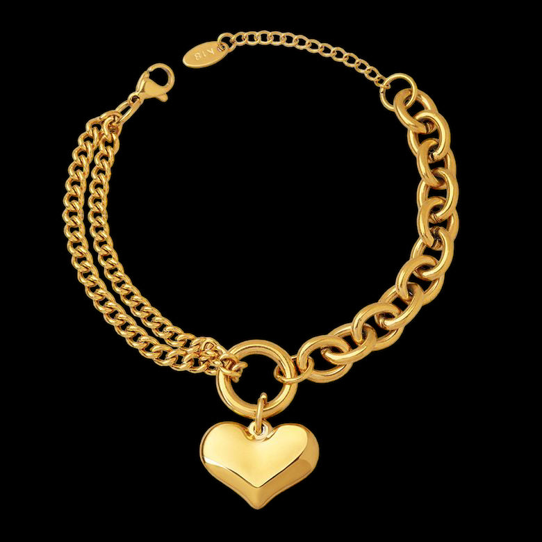 Pulsera “Te amo” Acero Inoxidable con dije de corazón 3d